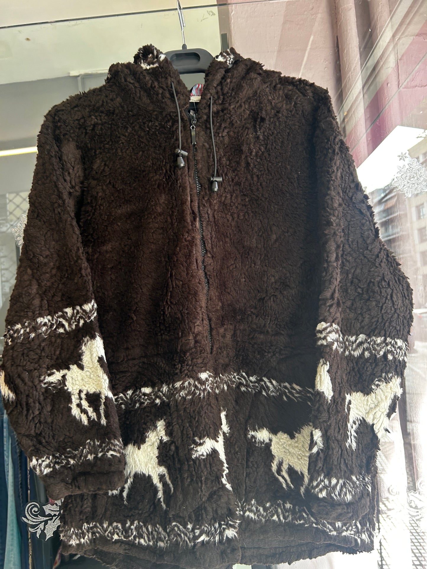 Vintage brown thick fleece jacket