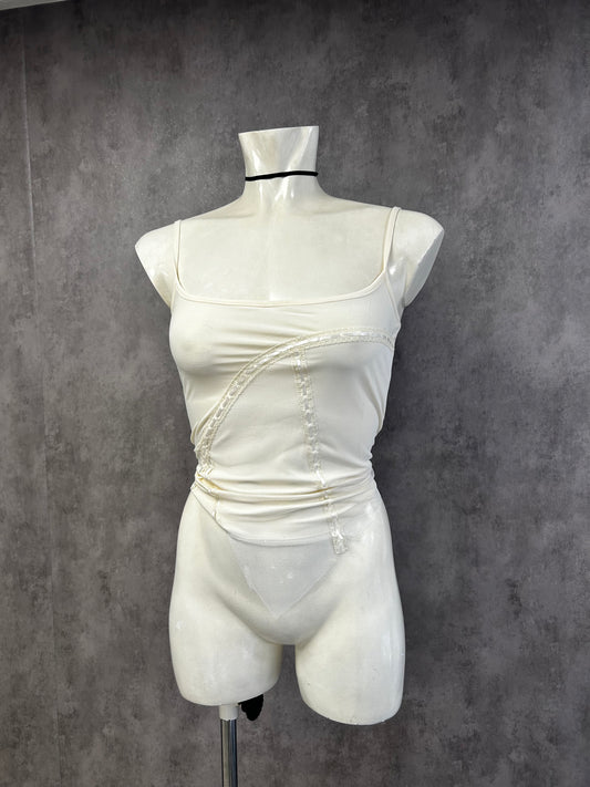 Y2K off white lace tank top