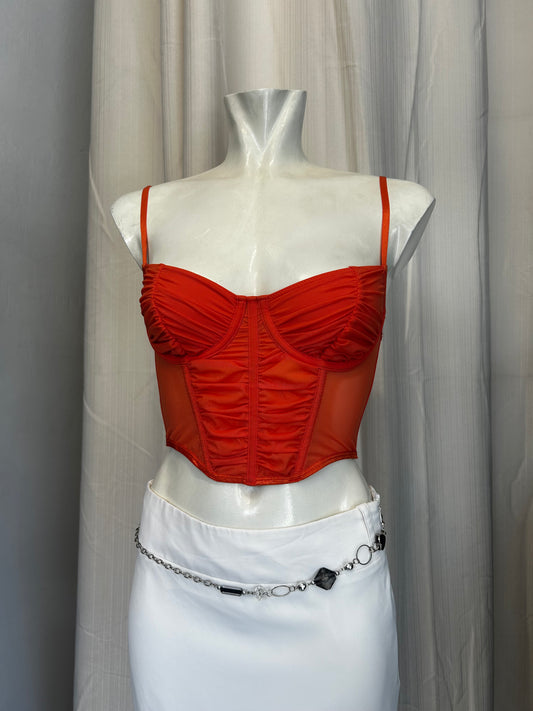 Glassons orange mesh corset top