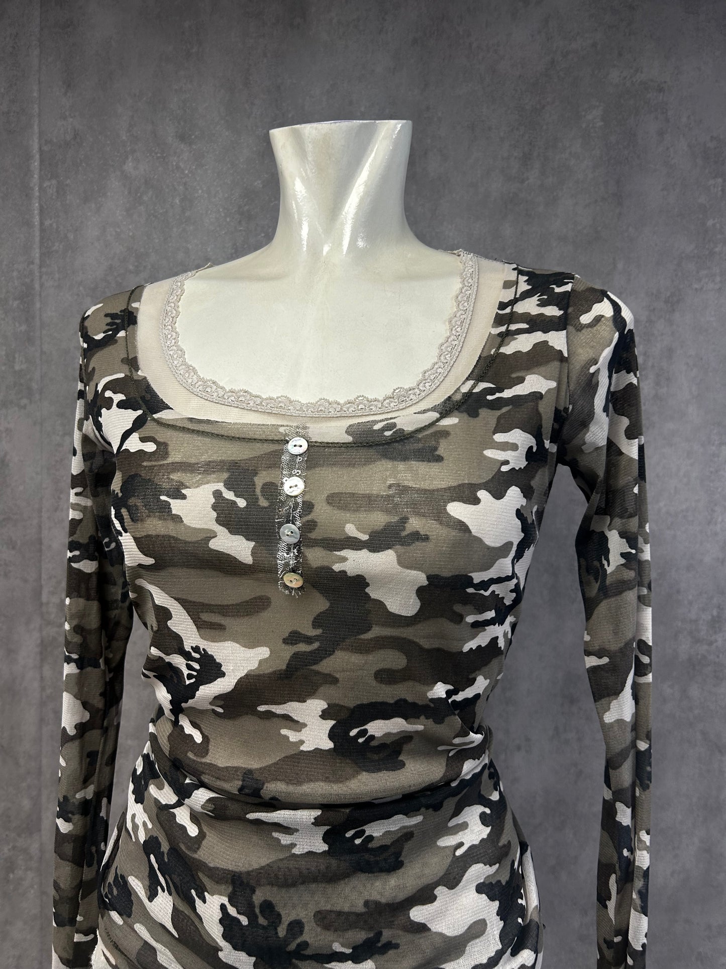 Y2K Camo mesh top