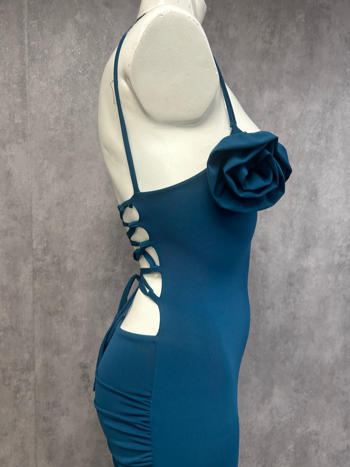 Maxi petrol backless dress