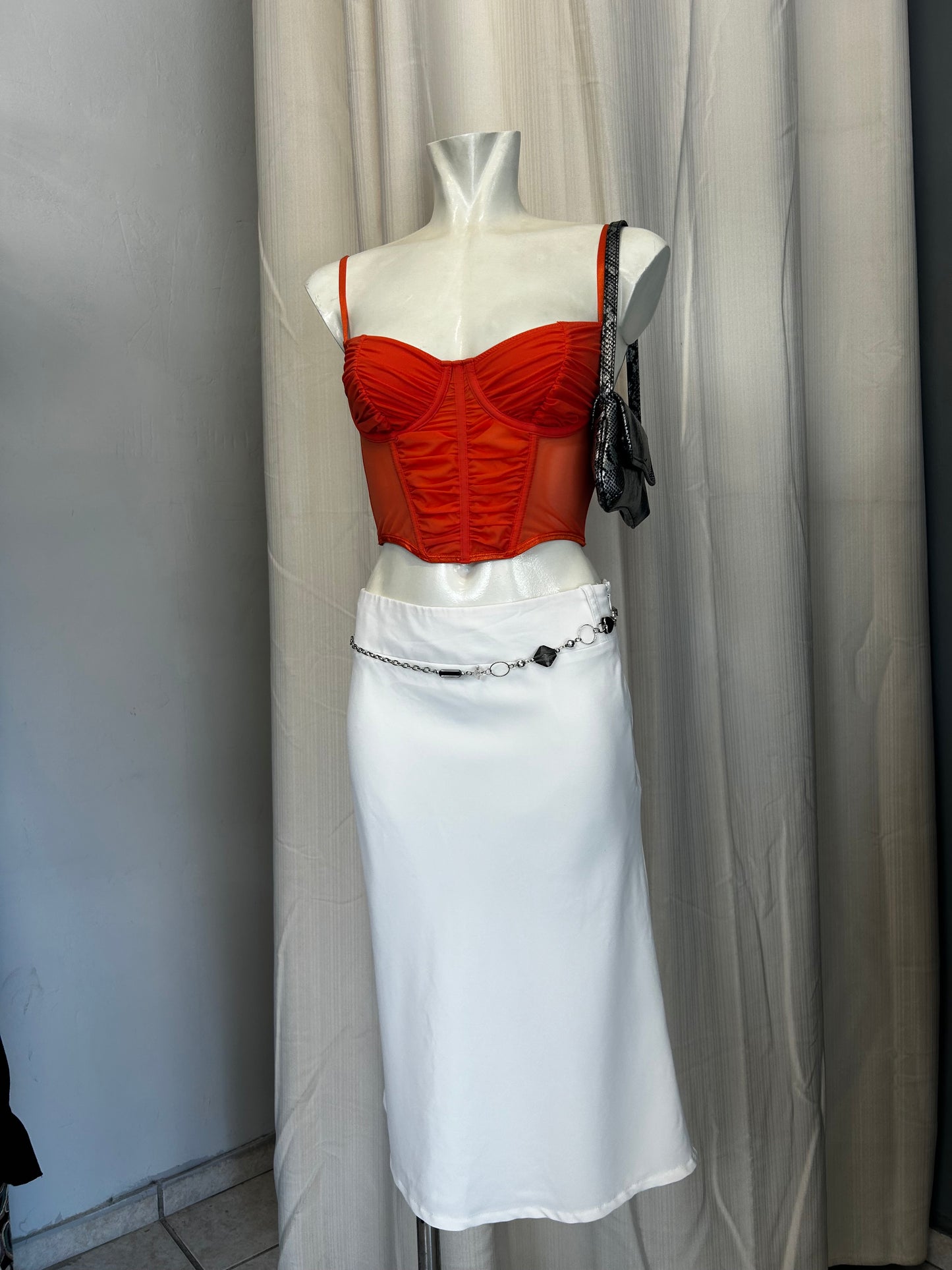 Glassons orange mesh corset top