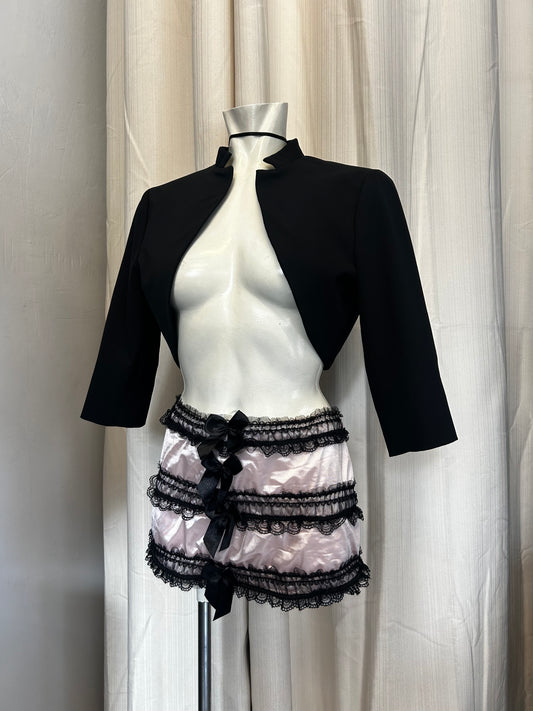 Pink lace mini skirt