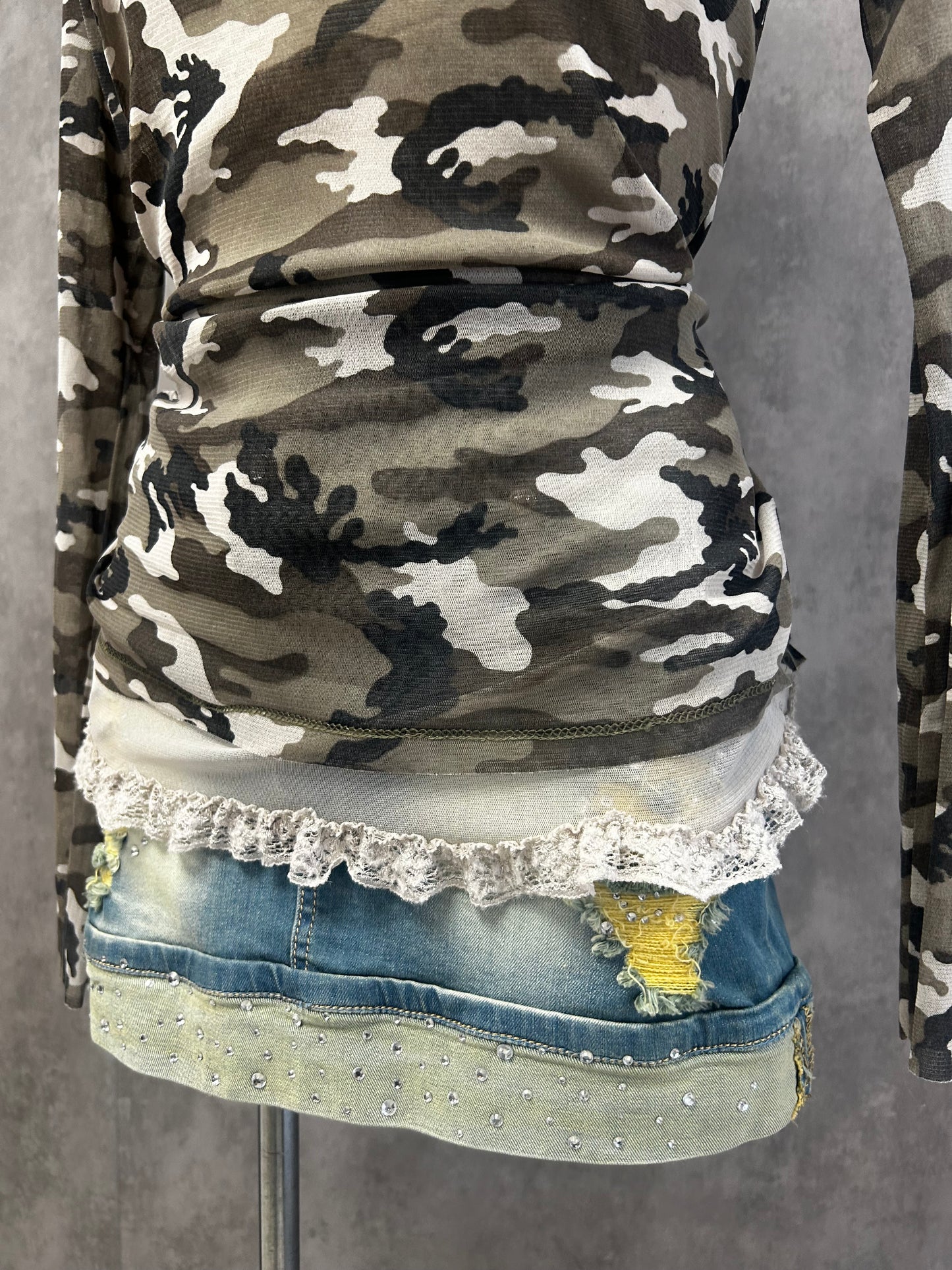 Y2K Camo mesh top