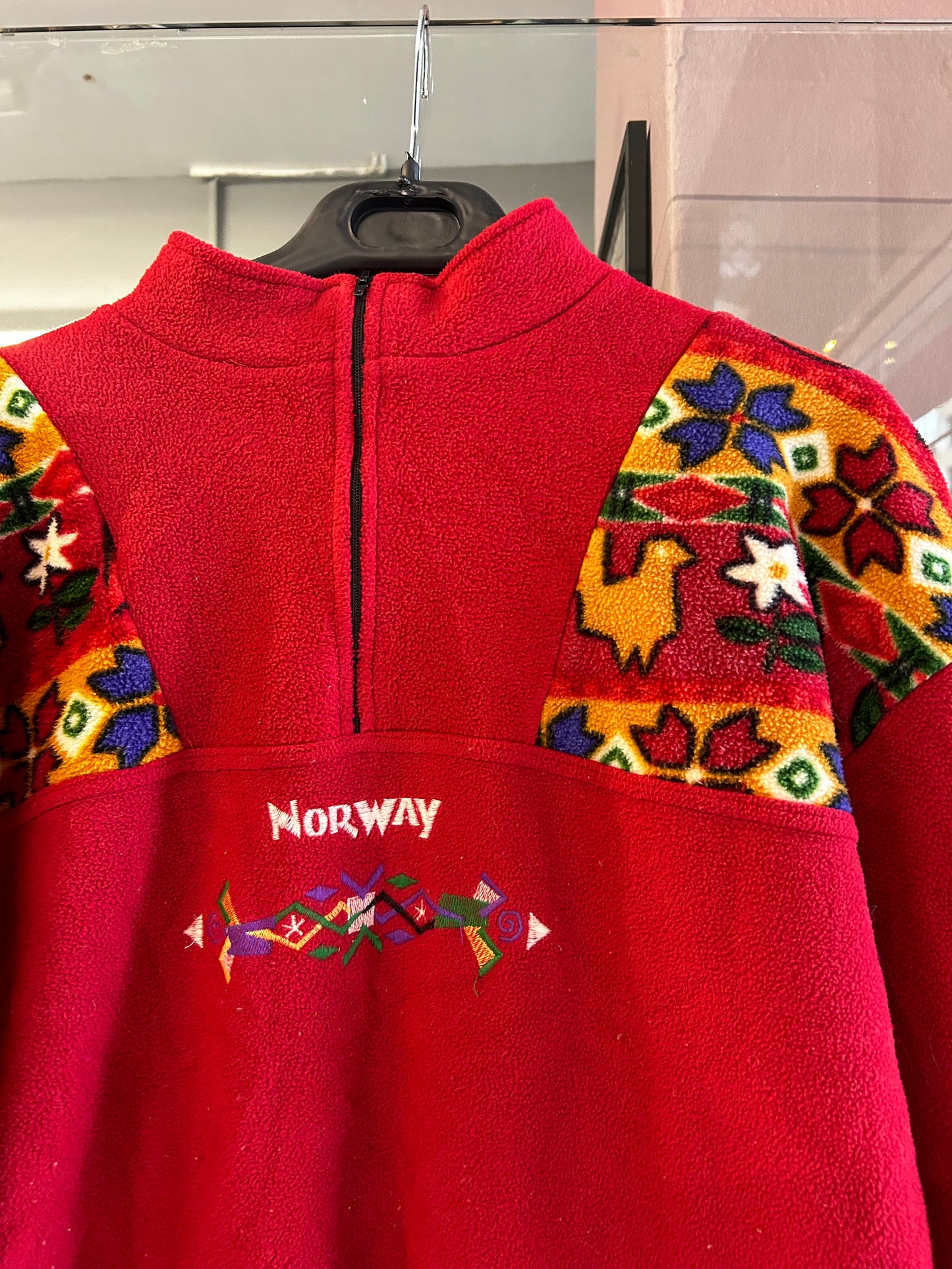 Vintage patterned thick red fleece