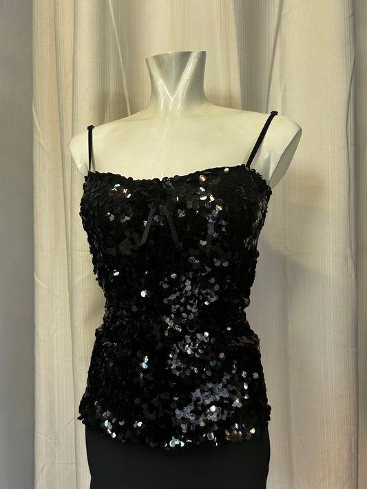 Vintage sequin black top